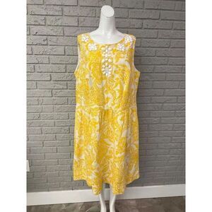 Jessica Howard Women Yellow White Paisley Beaded Dress Size 18